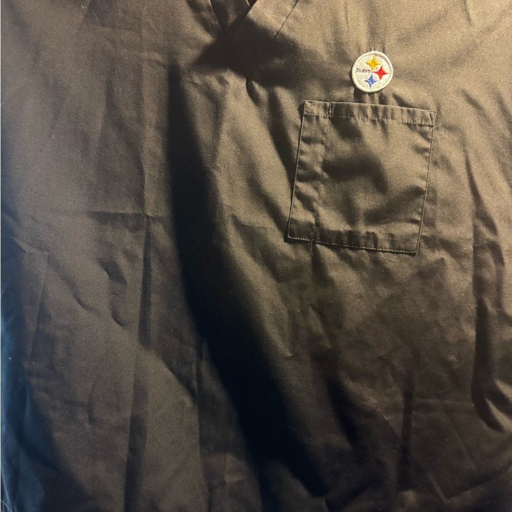 Black Scrub Top with Pittsburgh Steelers logo